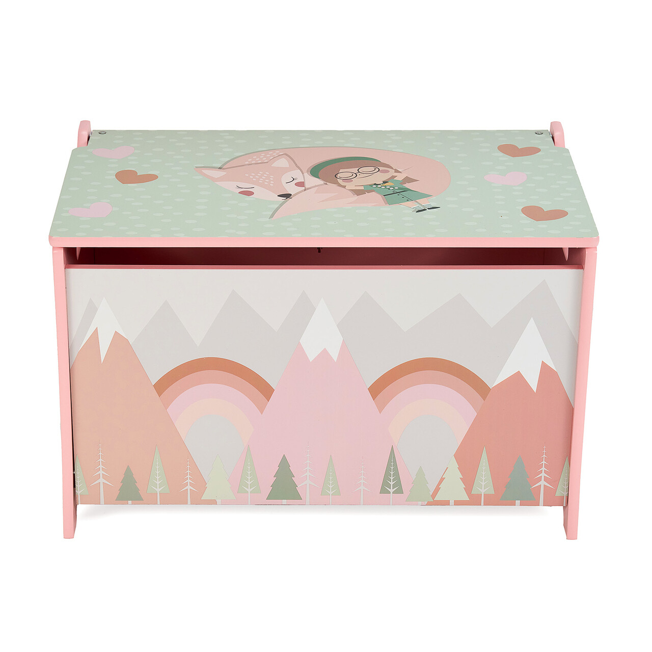 Organizator jucarii / mobilier camera copilului Pink Forest, U-grow, 60x40x37 cm, lemn, roz - imagine 3